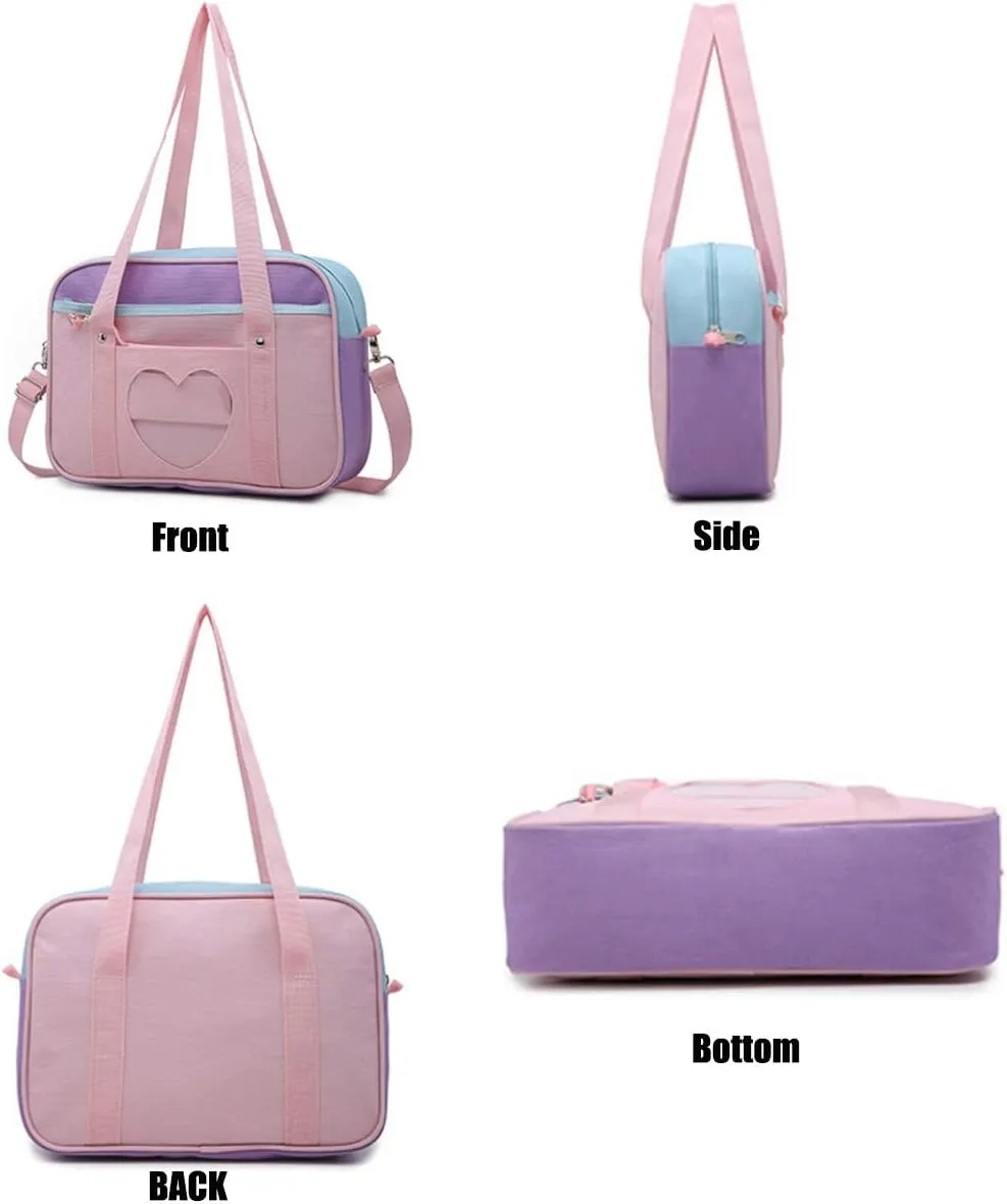 Bag Heart Shape Window Japanese-style Handbag JK Bag Women Duffle Purse Anime Satchels for Lolita Comic DIY Cosplay