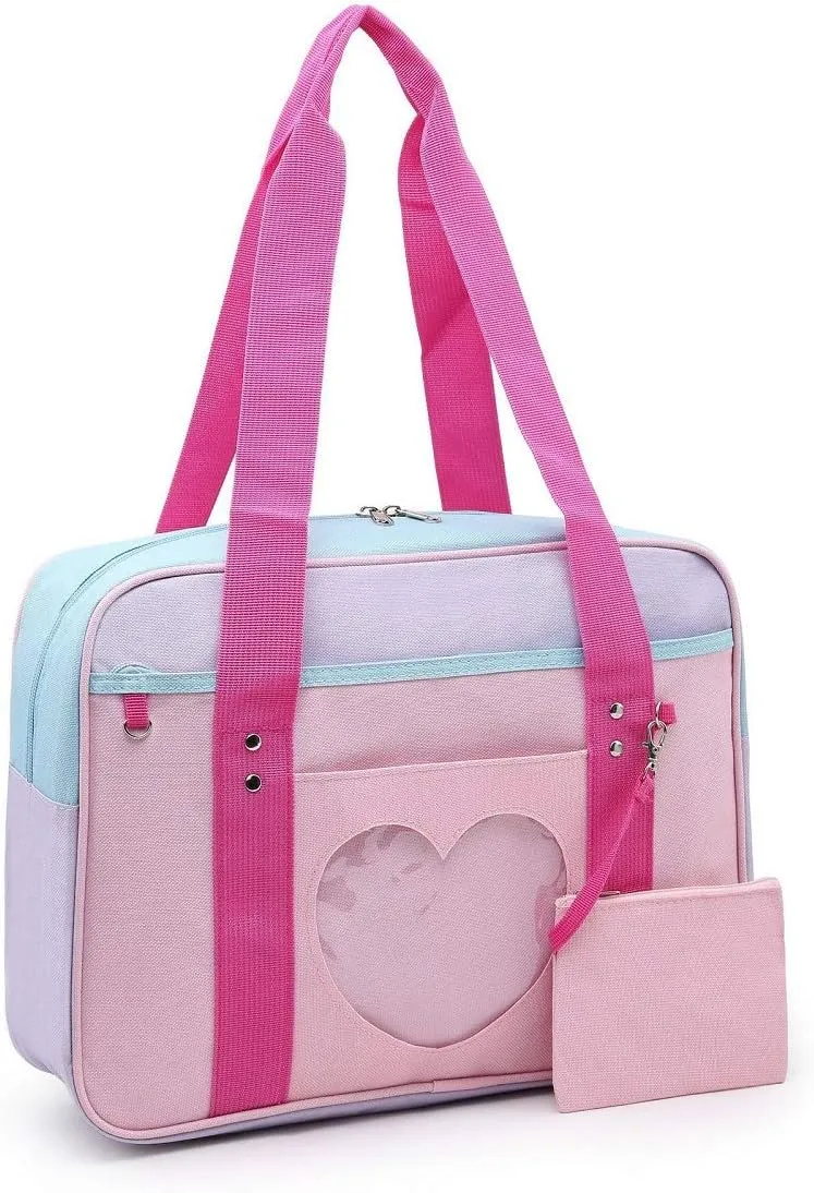 Bag Heart Shape Window Japanese-style Handbag JK Bag Women Duffle Purse Anime Satchels for Lolita Comic DIY Cosplay