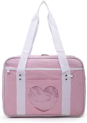Bag Heart Shape Window Japanese-style Handbag JK Bag Women Duffle Purse Anime Satchels for Lolita Comic DIY Cosplay