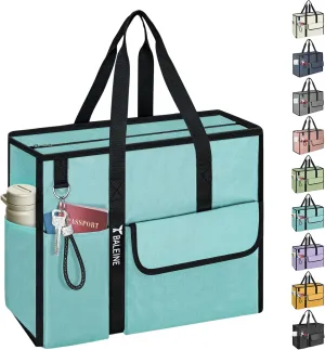 BALEINE Large Utility Tote Bag with Reinforced Bottom, Multi Pockets Foldable Tote Bag for Nurse, Travel, Work