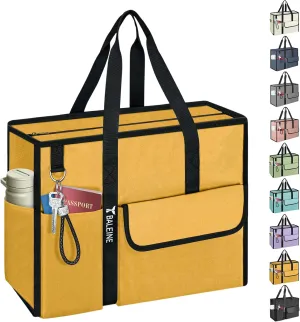 BALEINE Large Utility Tote Bag with Reinforced Bottom, Multi Pockets Foldable Tote Bag for Nurse, Travel, Work