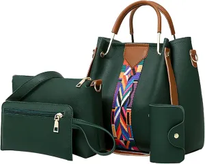 Beach Tote Bag 4 Packet Leather Solid Color Handbags Shoulder Bags Crossbody Hobo Bags Card Purse Work Travel Essential M
