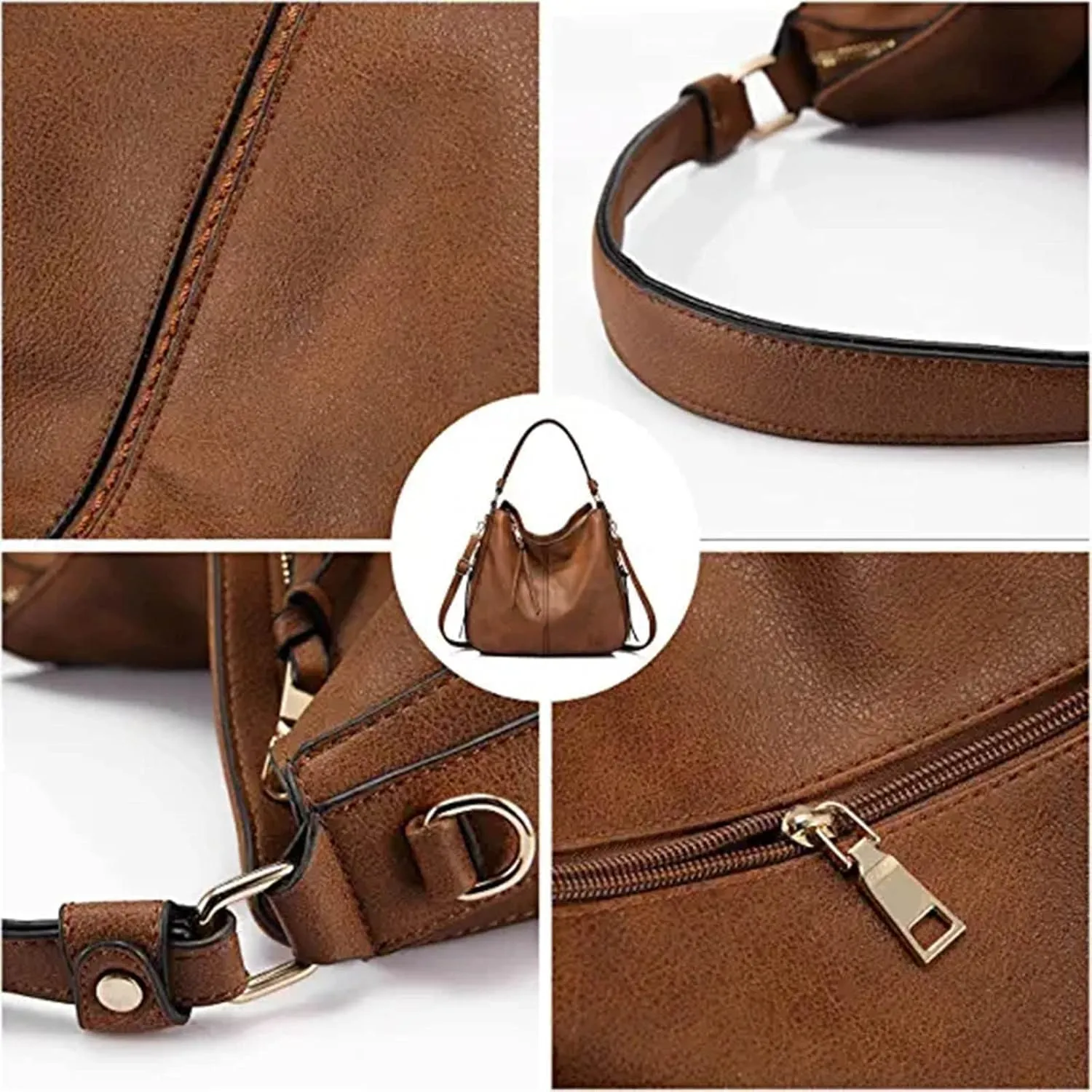 Beach Tote Bag 4 Packet Solid Color Leather Handbags Shoulder Bags Crossbody Hobo Bags Card Purse Work Travel Essential L