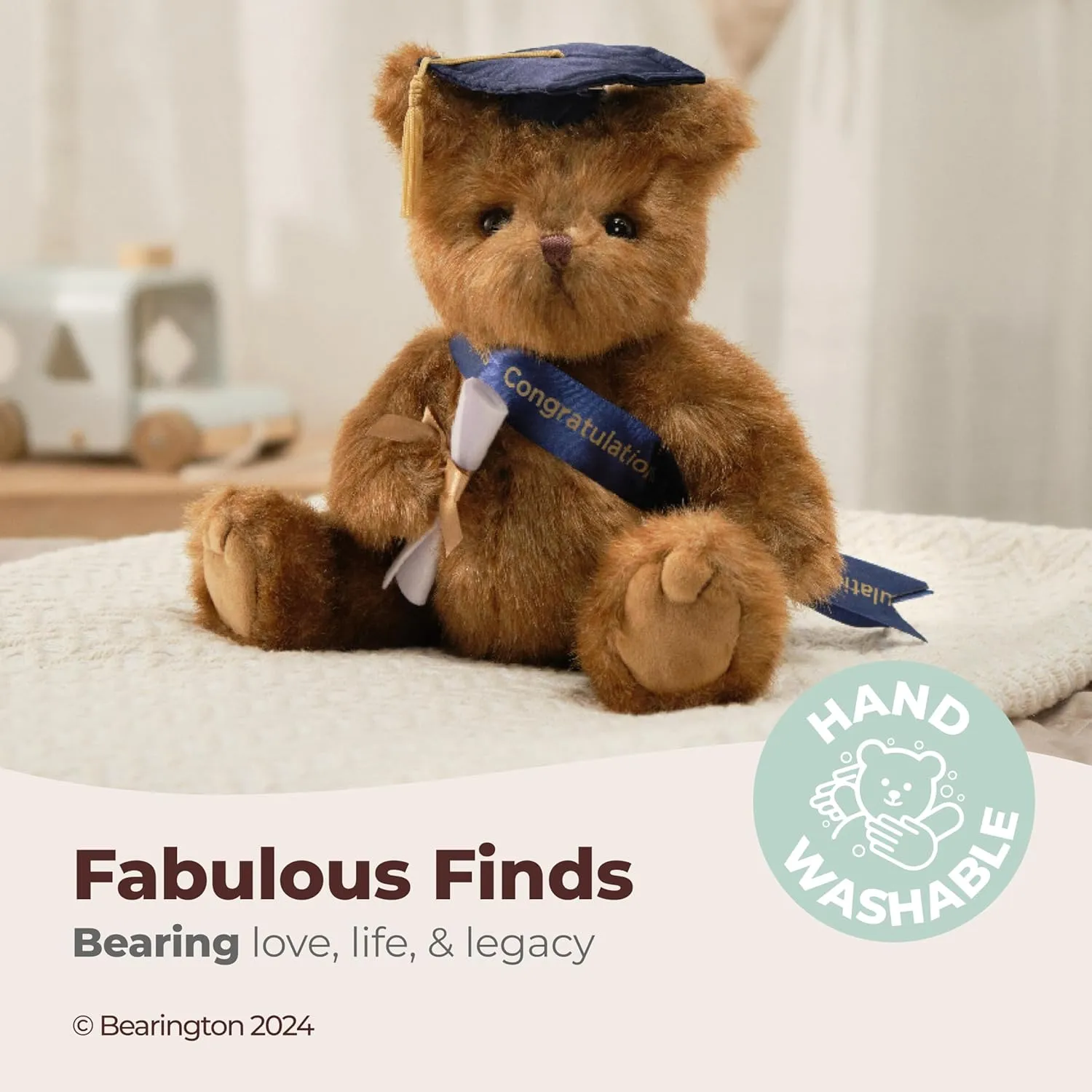 Bearington Collection Smarty Class of 2025 Graduation Plush Teddy Bear Stuffed Animal, Blue Cap, 10 Inch