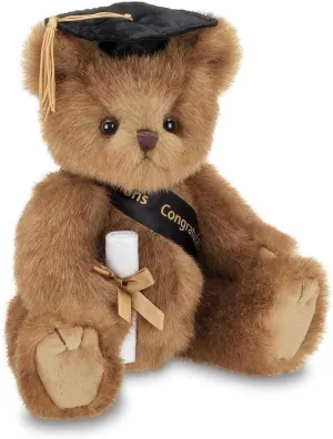Bearington Smarty Class of 2025 Graduation Plush Teddy Bear Stuffed Animal, Black Cap, 10 Inch