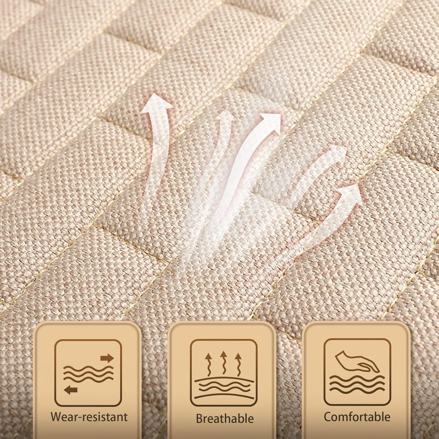 Beige Back Seat Cover, Rear Car Seat Cover for Cars Truck SUV,Seat Covers with Storage Pocket,Bottom Auto Seat Cushion Pad Mat for Most Vehicles-Beige,! Pcs