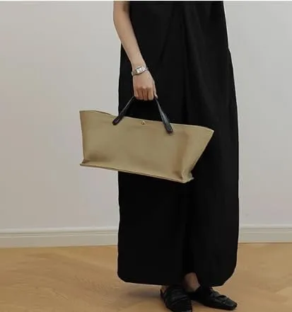 Big Bags - Women's Splicing Leather Handle Canvas Handbag Fashion Young Casual Tote Bag