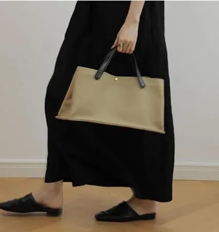 Big Bags - Women's Splicing Leather Handle Canvas Handbag Fashion Young Casual Tote Bag