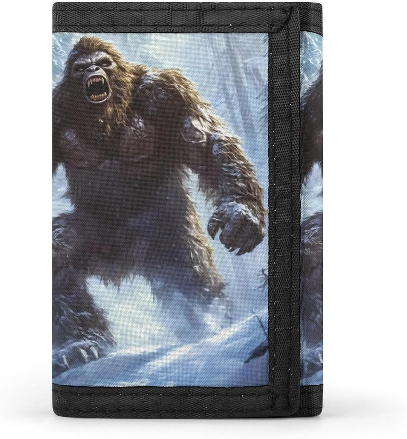 Bigfoot Snowstorm Trifold Men's Wallets with 8 Card Holders Slim Purse Outdoor Money Clip