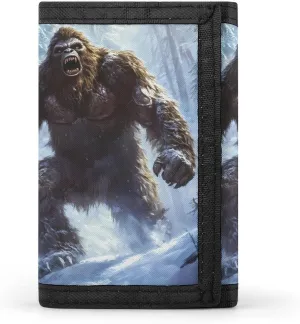 Bigfoot Snowstorm Trifold Men's Wallets with 8 Card Holders Slim Purse Outdoor Money Clip