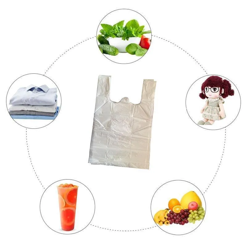 Biodegradable Eco Plastic Shopping Bags White 200PCS