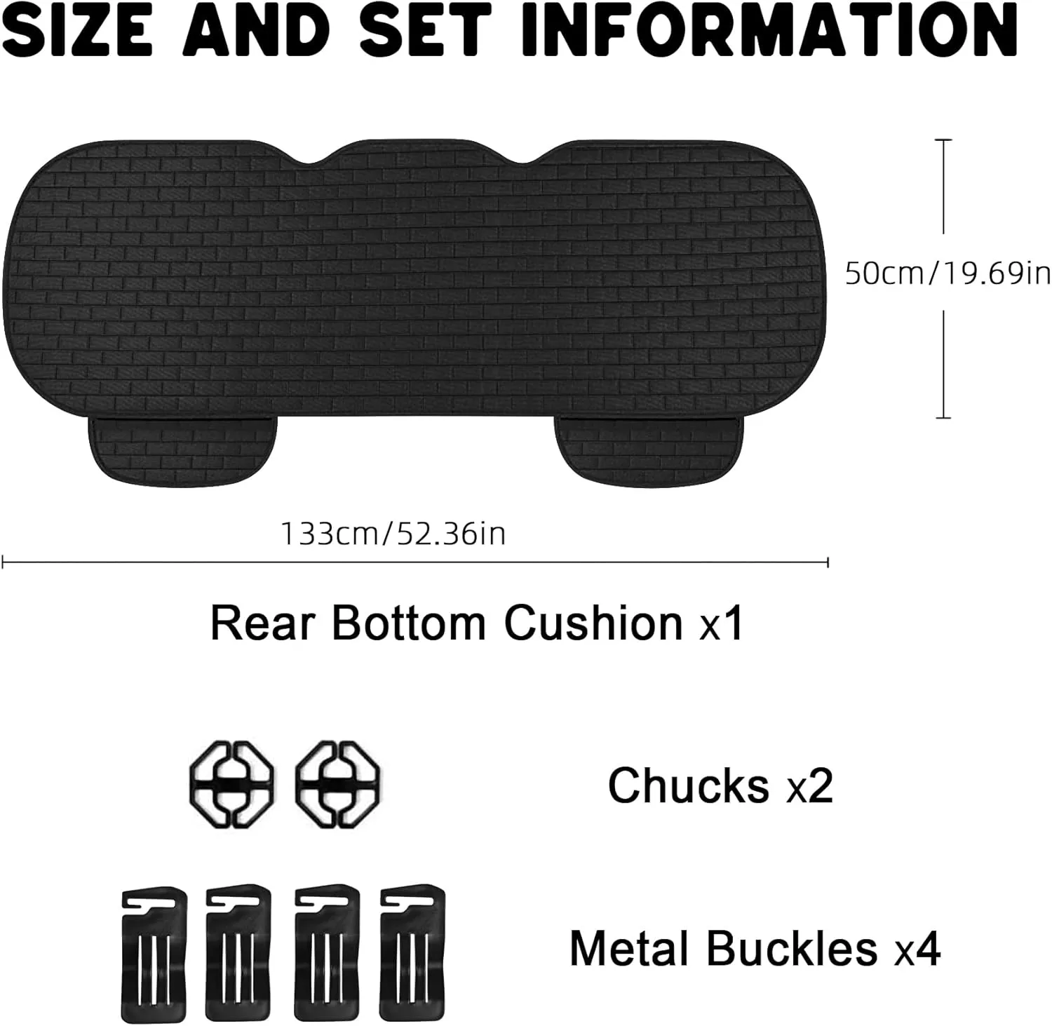 Black Back Seat Cover, Rear Car Seat Cover for Cars Truck SUV,Seat Covers with Storage Pocket,Bottom Auto Seat Cushion Pad Mat for Most Vehicles-Black,1 Pcs