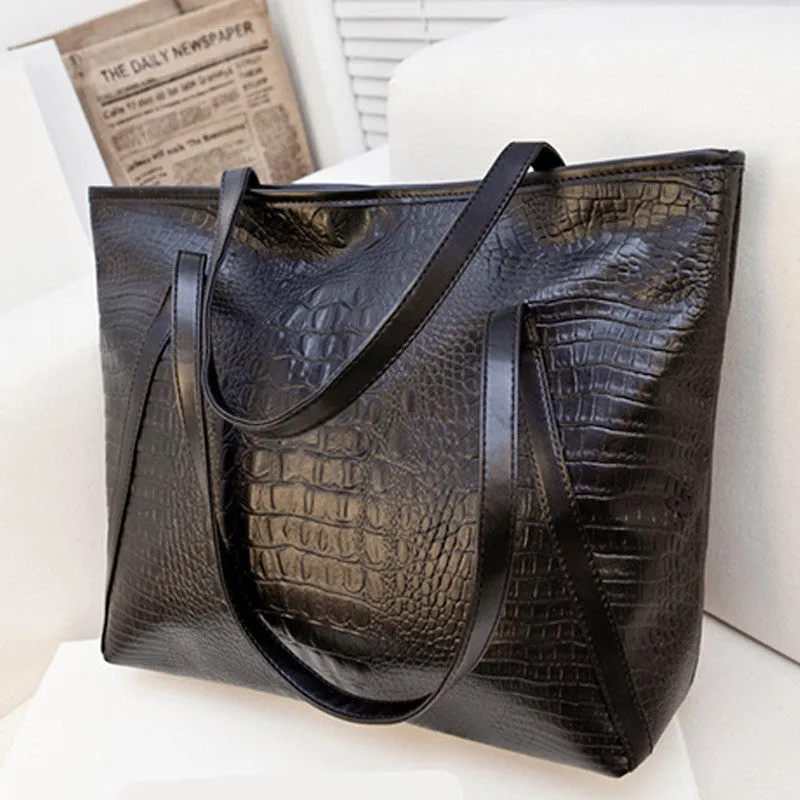 Black Casual Women Shoulder Bags PU Leather Female Big Tote Bags for Ladies Handbag Large Capacity sac a main femme de marque