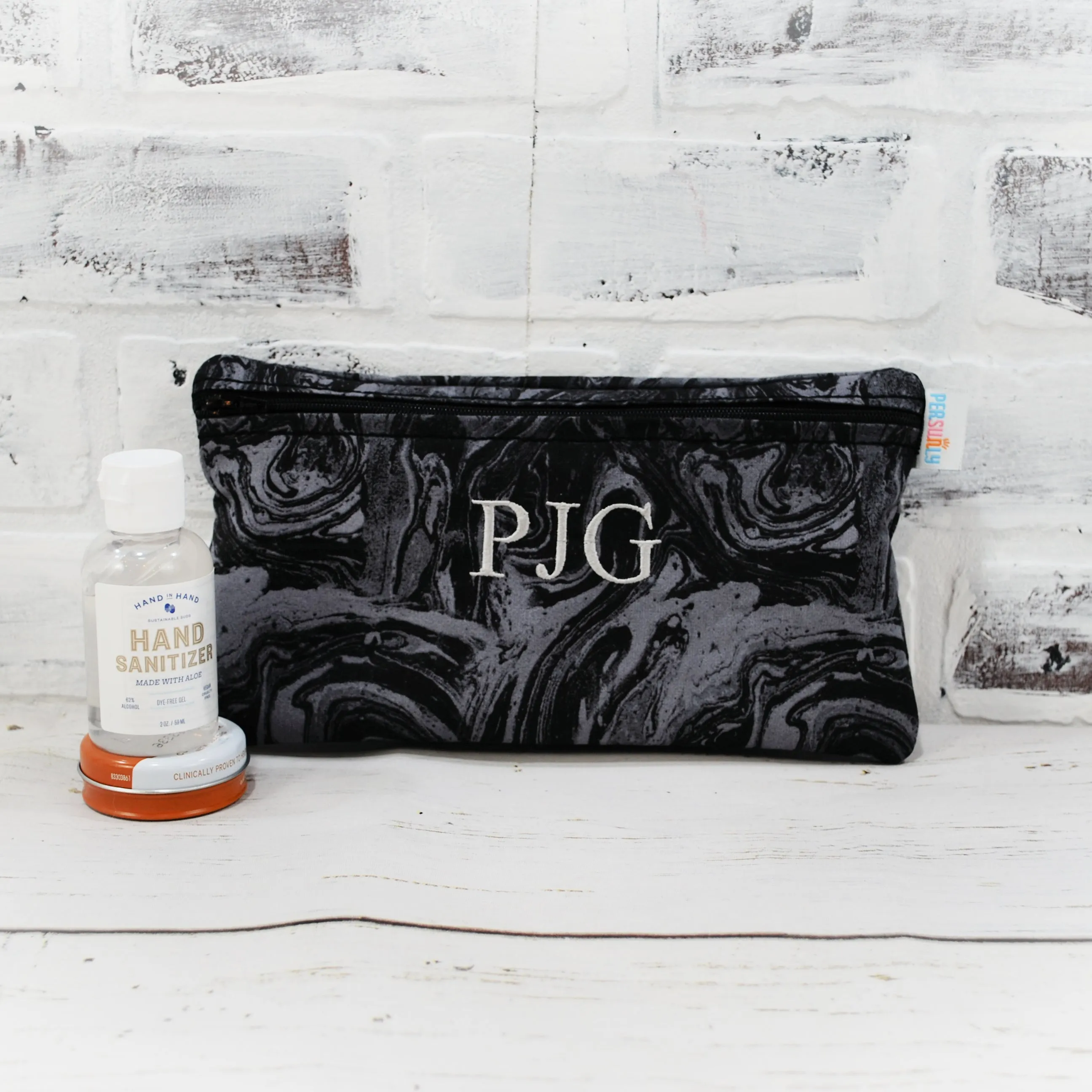 Black Marbled Personalized Reusable Food Bag