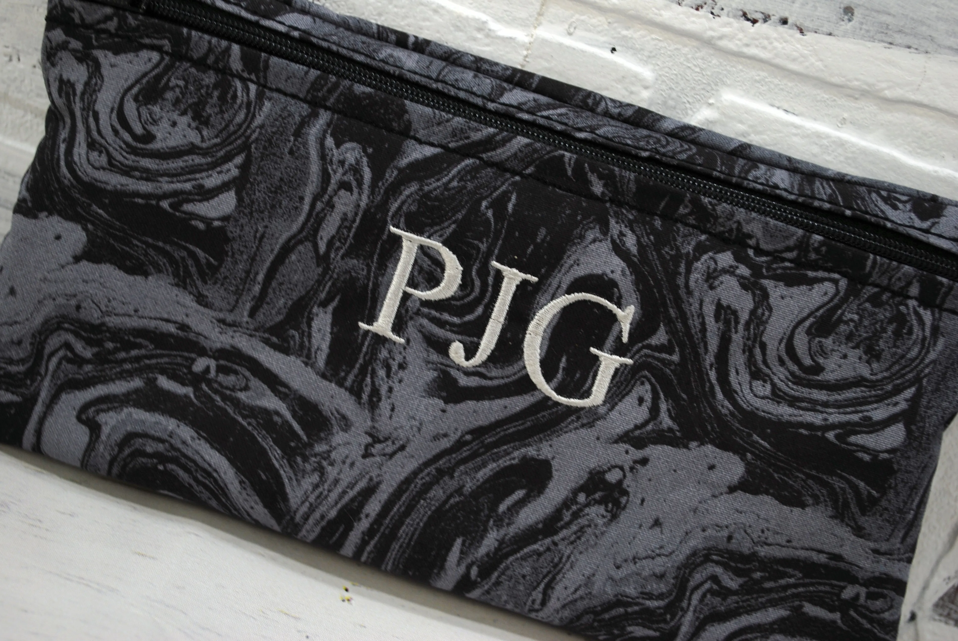 Black Marbled Personalized Reusable Food Bag