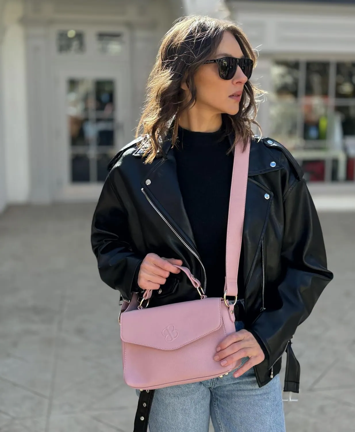 BLOC Shoulder Bag, Top Handle Purse, and Crossbody Bag for Women Designer 3 in 1 Handbag Triple Pocket with Detachable Strap