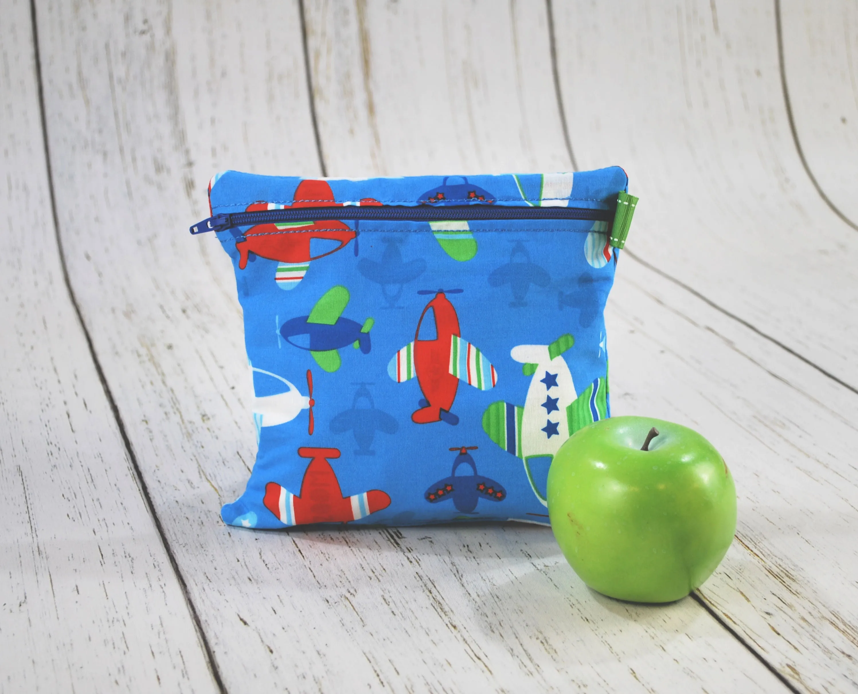 Blue and Red Planes Personalized Reusable Food Bag