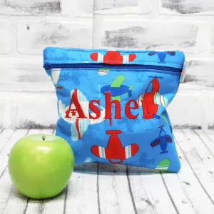 Blue and Red Planes Personalized Reusable Food Bag