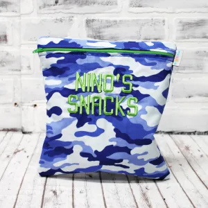 Blue Camo Personalized Reusable Food Bag
