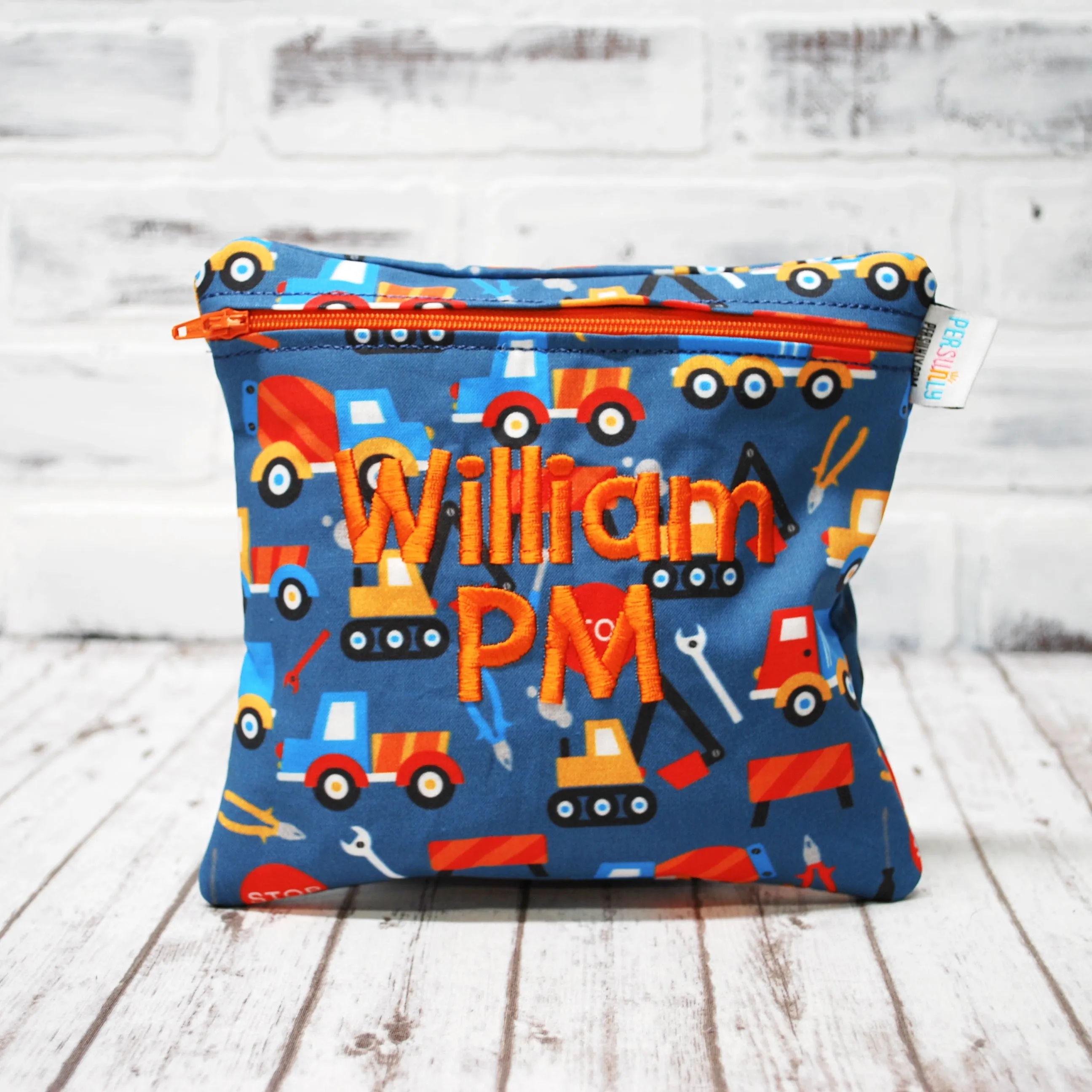 Blue Transporation Vehicles Personalized Reusable Food Bag