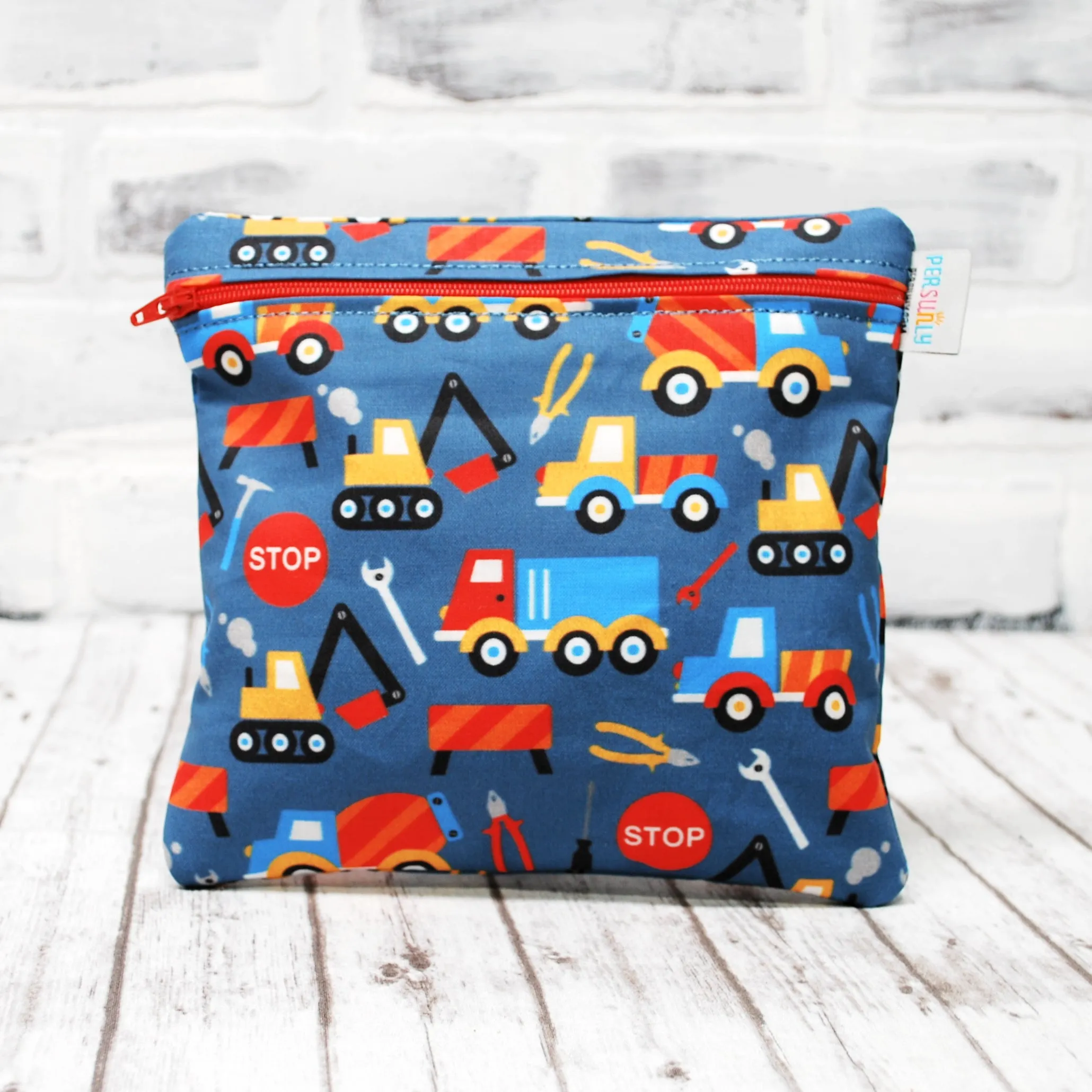 Blue Transporation Vehicles Personalized Reusable Food Bag