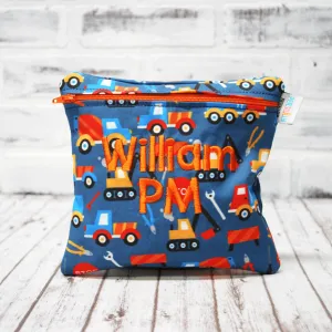 Blue Transporation Vehicles Personalized Reusable Food Bag