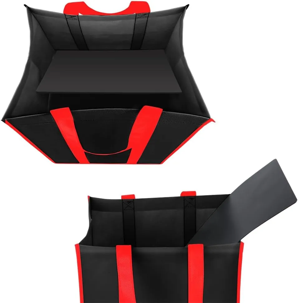 Bodaon 10Pk Collapsible Kitchen Reusable Grocery Bags with Plastic Bottom, the Utility Tote Bag Bulk, Large Folding/Foldable Reusable Shopping Cart for Groceries, Storage Totes Heavy Duty (Black)