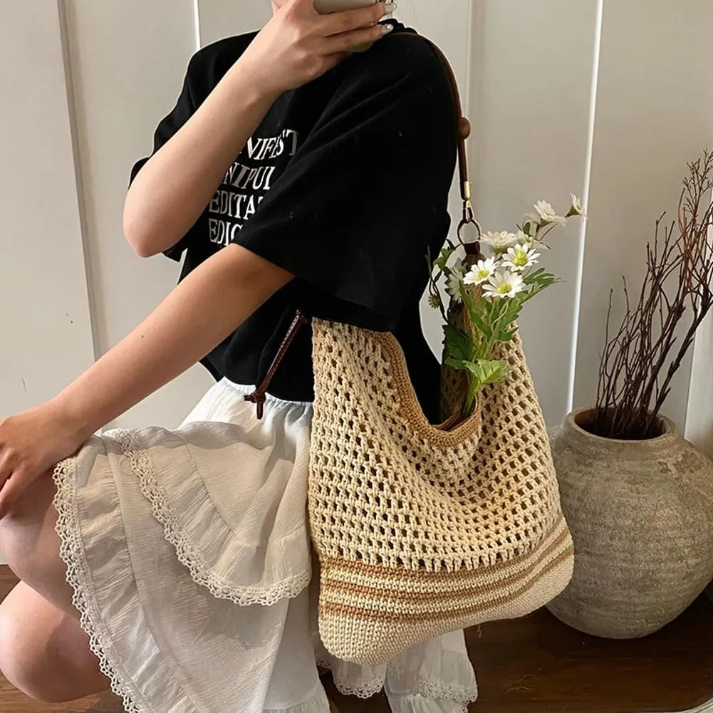Bohemia Beach Bag Women Macrame Shoulder Tote Bags Crossbody Purse Summer Travel Beach Bag Top-handle Hobo Handbag 2025