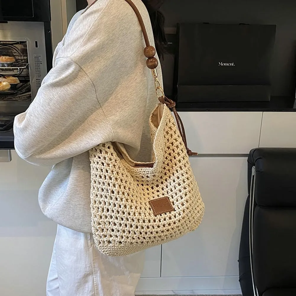 Bohemia Straw Beach Bag Women Macrame Crossbody Purse Shoulder Tote Bag Travel Beach Bag Summer Top-handle Hobo Bags 2025
