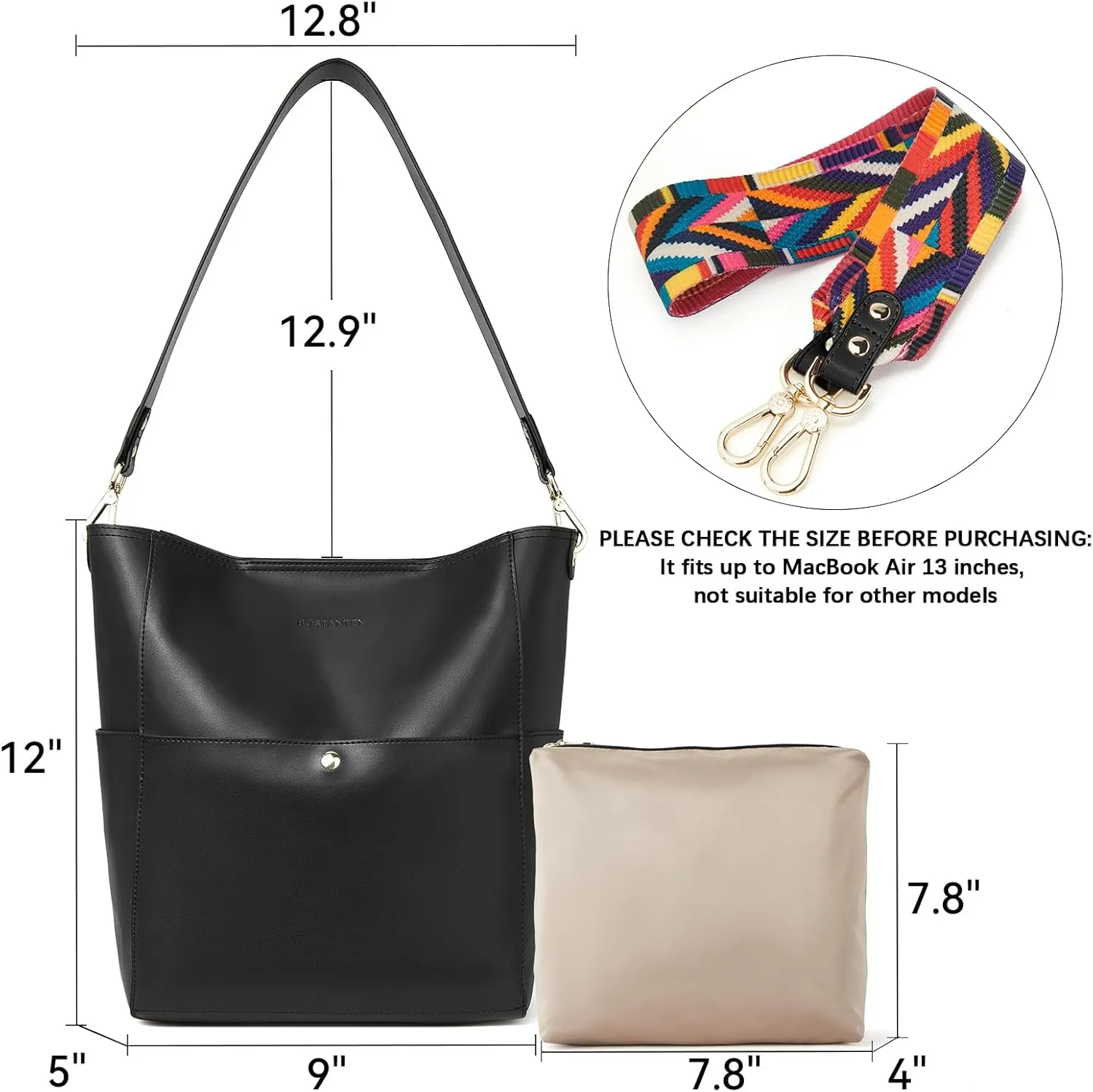 BOSTANTEN Women's Leather Designer Handbags Tote Purses Shoulder Bucket Bags