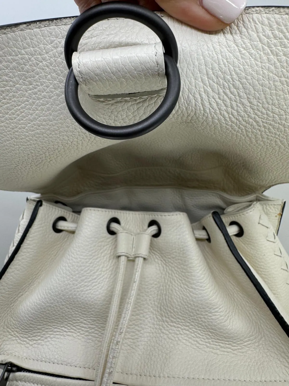 BOTTEGA VENETA CALFSKIN LETEAR DRAWSTRING BACKPACK