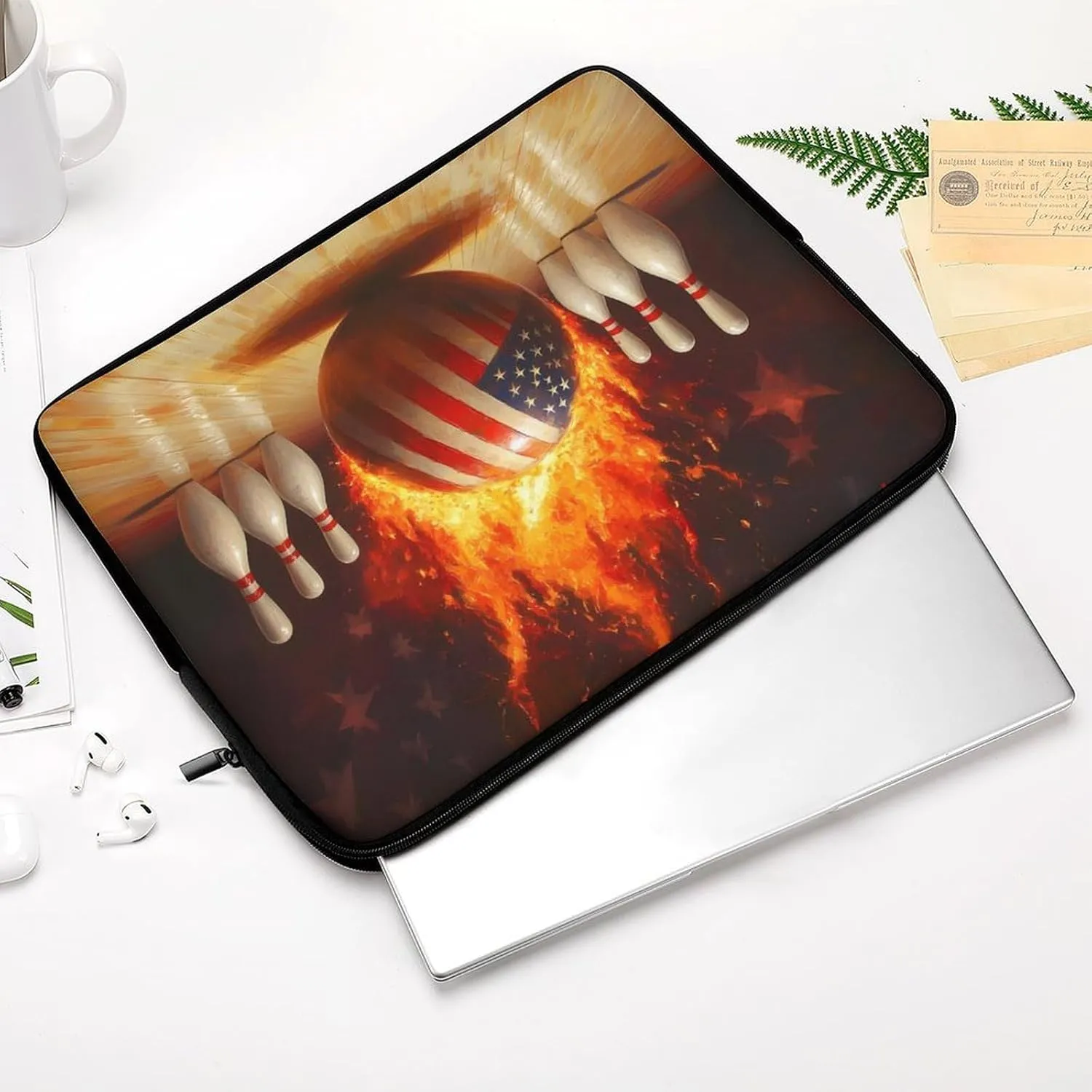 Bowling Flaming Ball Laptop Sleeve Laptop Bag Computer Sleeve Tablet Briefcase Carrying Bag Protective Case Bag