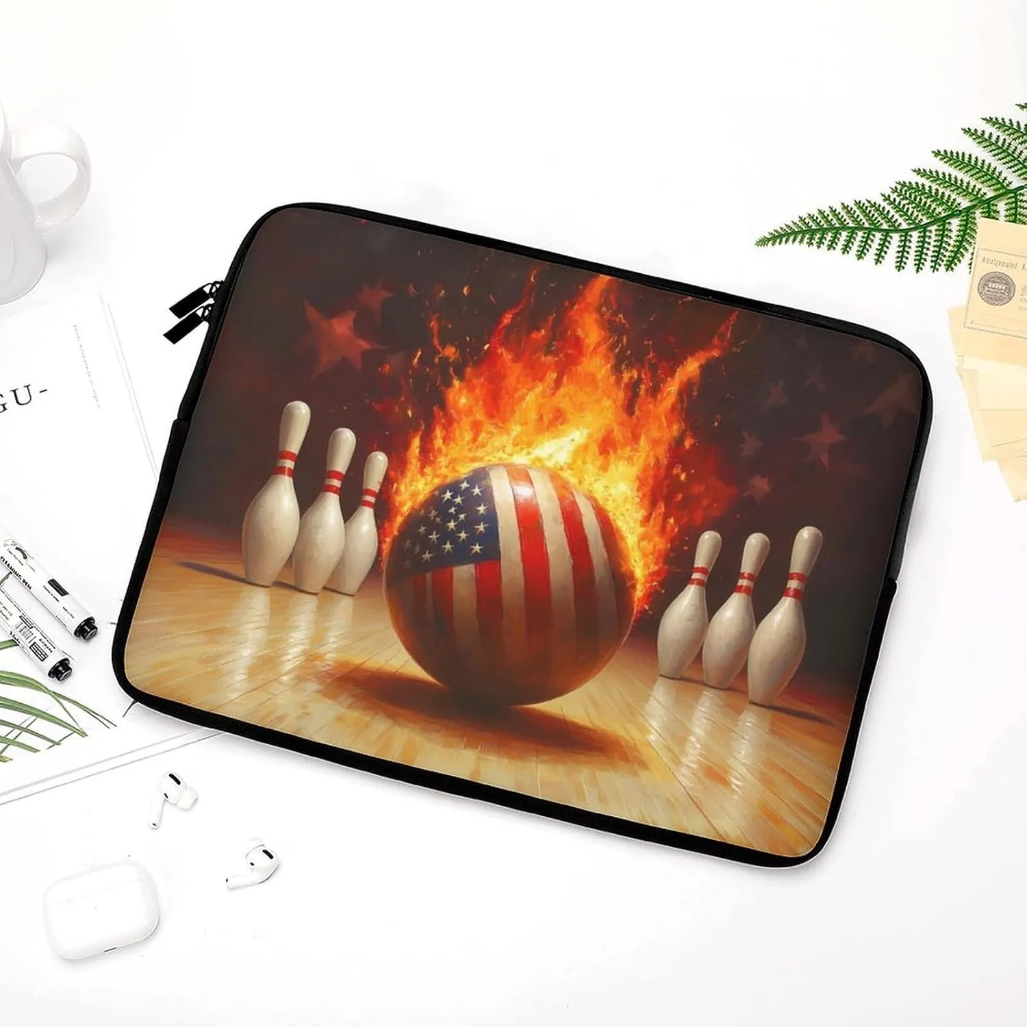 Bowling Flaming Ball Laptop Sleeve Laptop Bag Computer Sleeve Tablet Briefcase Carrying Bag Protective Case Bag