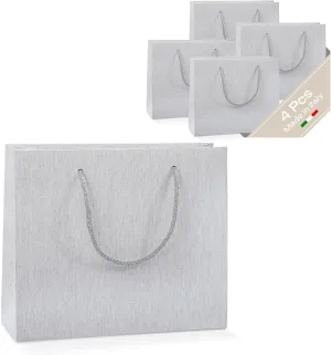 Boxes Craftory Pack of 4 Luxury Shopping Bags (11.81" x 9.84" x 3.93") - Ideal for Bridesmaid Gift, Wedding and Retail - Gray