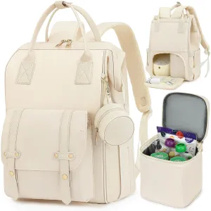 Breast Pump Backpack & Diaper Bag with Cooler, Fits Spectra S1 S2 Medela, Pumping Bag for Work, Fits 15.6" Laptop, 15 Pockets, Reinforced Zippers, Pacifier Case, Stroller Straps, White