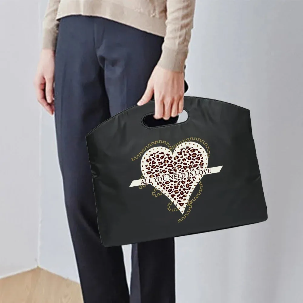 Briefcase Bag for Documents Business Travel Bag A4 Document Organizer Handbag Leopard Printed Office Laptop Portable Totes Case