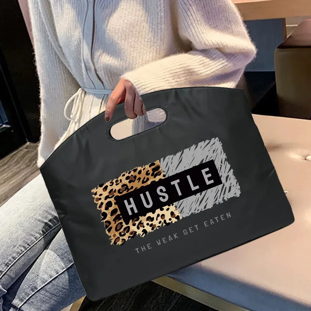 Briefcase Bag for Documents Business Travel Bag A4 Document Organizer Handbag Leopard Printed Office Laptop Portable Totes Case