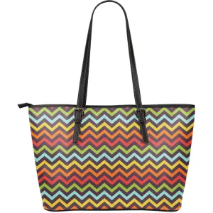 Bright Chevron Large Leather Tote Bag