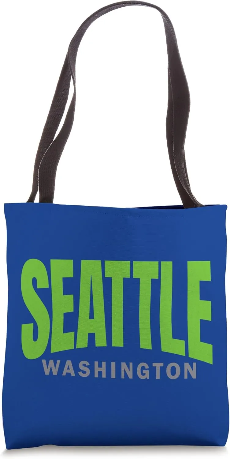 Bright-Green Seattle Arc Cuved Seattle Lime-Green Classic Tote Bag