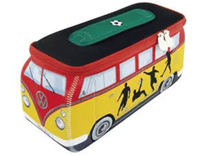 BRISA VW Collection - Volkswagen Neoprene Universal Makeup Cosmetics Toiletry Travel Pharmacy Bag in T1 Bus Design (Soccer/Multicolor) (Large (11.8 x 5.5 x 4.7 inches))