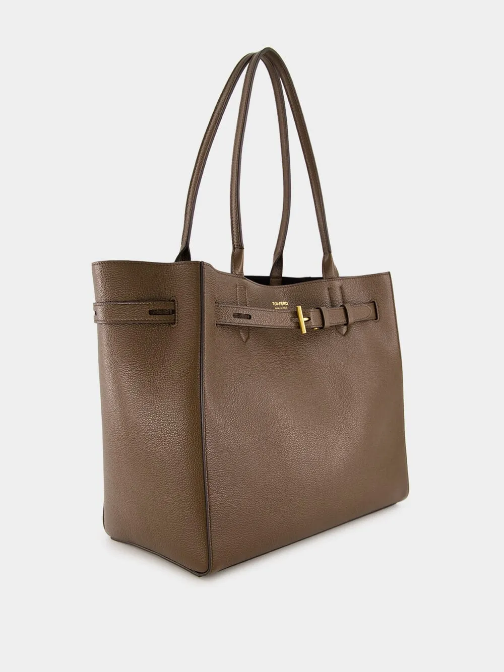 Brown Grain Leather Audrey Medium Tote