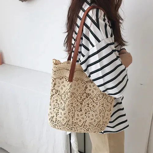 Bucket Shoulder Bag For Women, Lacy Totebag