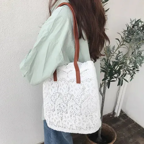 Bucket Shoulder Bag For Women, Lacy Totebag