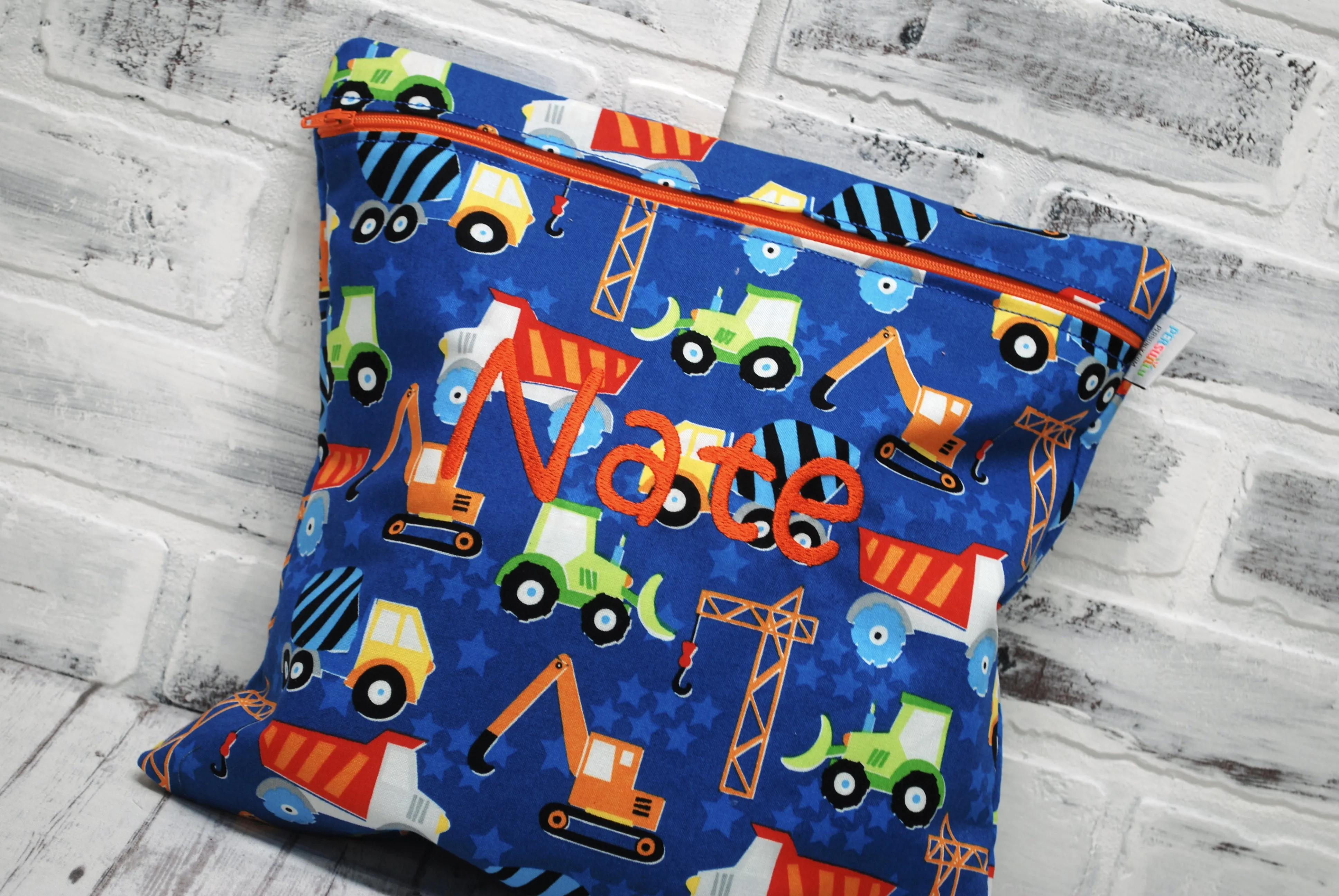 Bulldozers and Dump Trucks Personalized Reusable Food Bag