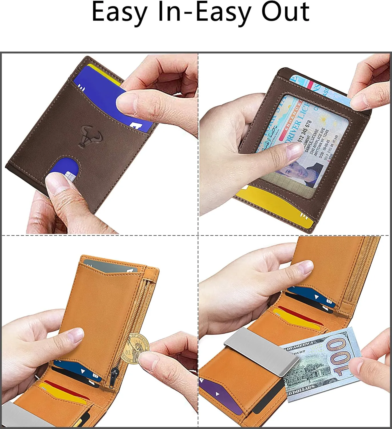 BULLIANT Slim Wallet Men, Leather Wallet Front Pocket Card Holders for Gift Men 3"X4.3"