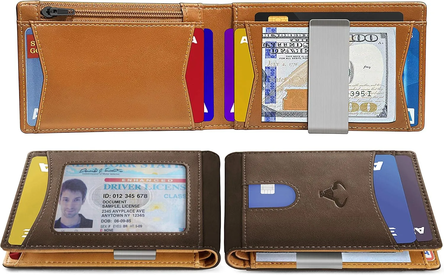 BULLIANT Slim Wallet Men, Leather Wallet Front Pocket Card Holders for Gift Men 3"X4.3"