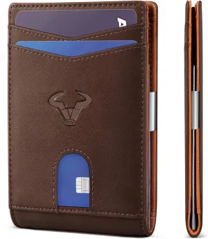 BULLIANT Slim Wallet Men, Leather Wallet Front Pocket Card Holders for Gift Men 3"X4.3"