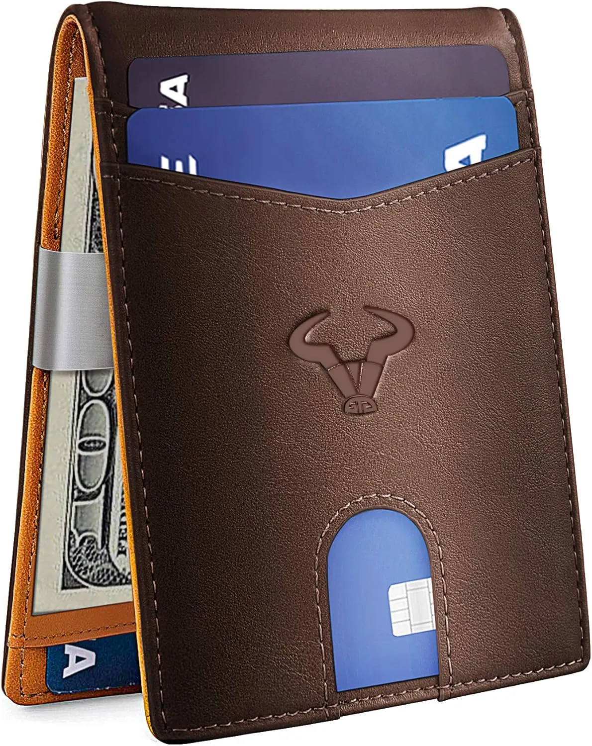 BULLIANT Slim Wallet Men, Leather Wallet Front Pocket Card Holders for Gift Men 3"X4.3"