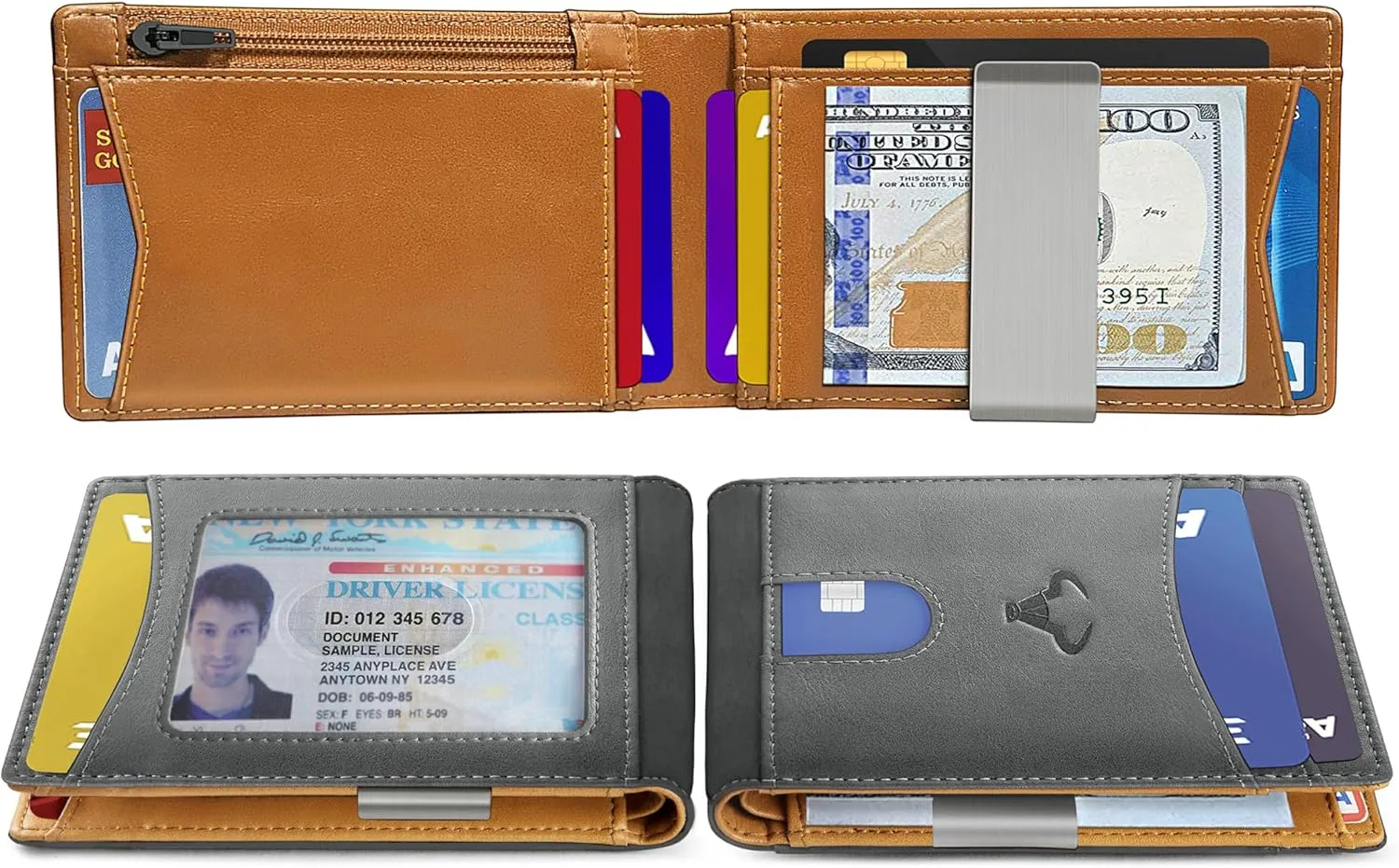 BULLIANT Slim Wallet Men, Leather Wallet Front Pocket Card Holders for Gift Men 3"X4.3"
