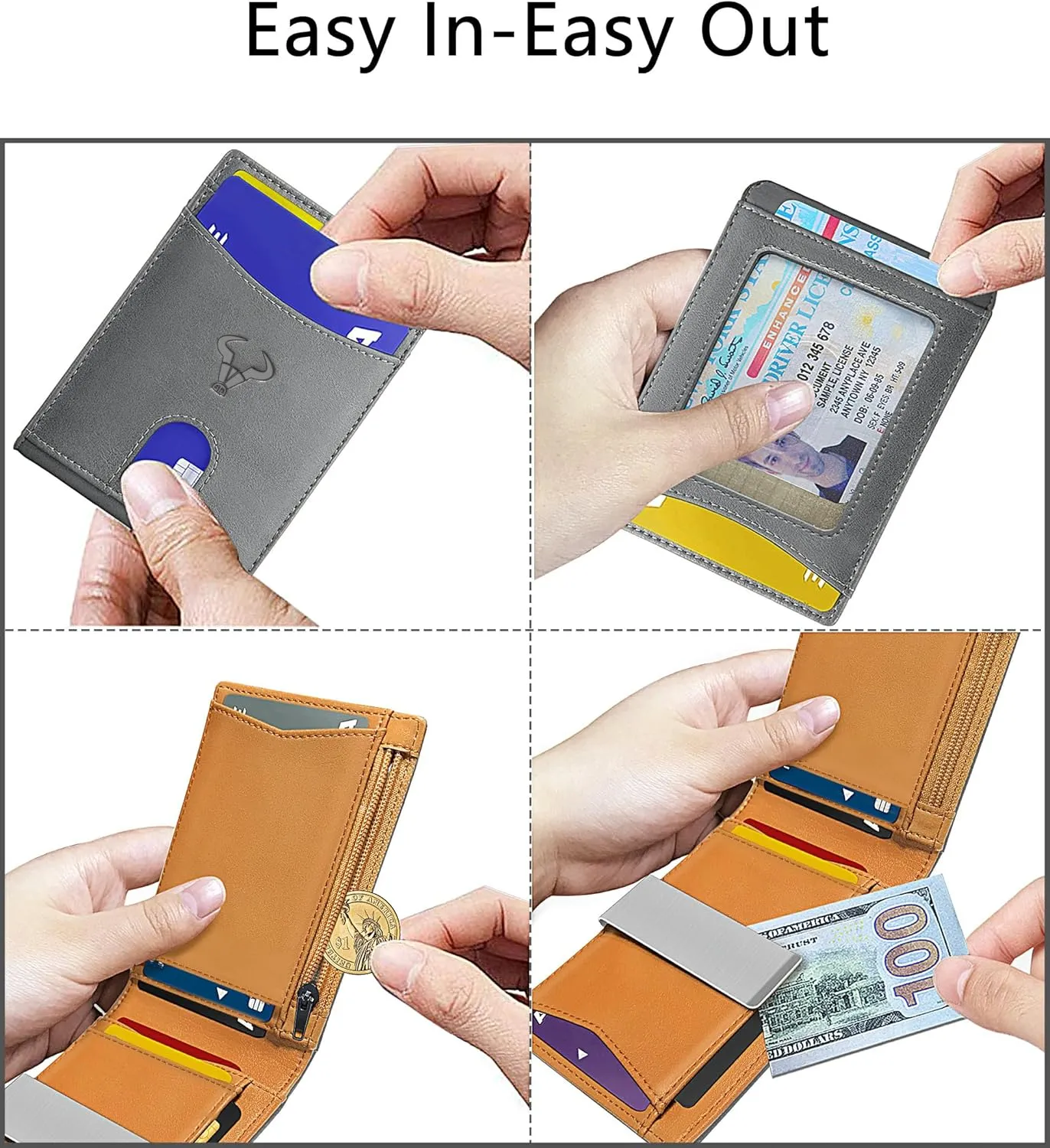BULLIANT Slim Wallet Men, Leather Wallet Front Pocket Card Holders for Gift Men 3"X4.3"